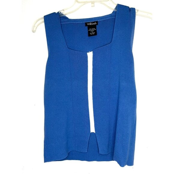 Willi Smith Blue Small Sleeveless Top 85j - Picture 1 of 6
